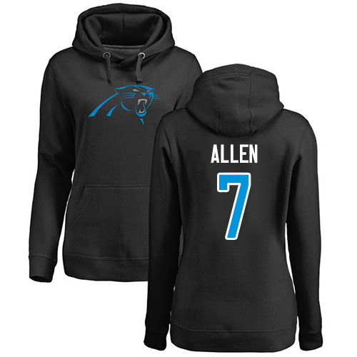 Carolina Panthers Black Women Kyle Allen Name and Number Logo NFL Football #7 Pullover Hoodie Sweatshirts